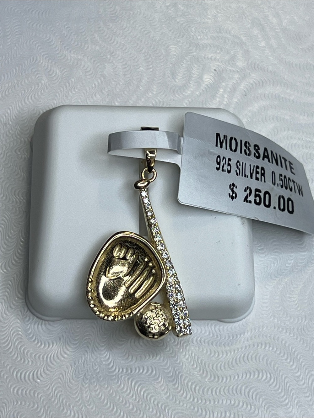 Baseball Glove, Bat & Ball Charm Pendant